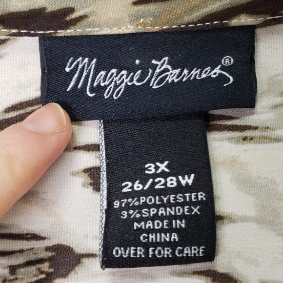 Maggie Barns Womens Animal Print Popover Top Size 3X Mob Wife Stretch Artsy - Picture 4 of 9